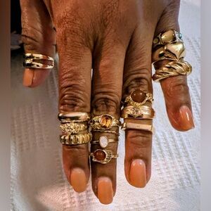 Gold-Tone Women's Ring Set - Assorted Stackable Rings approximately size 7